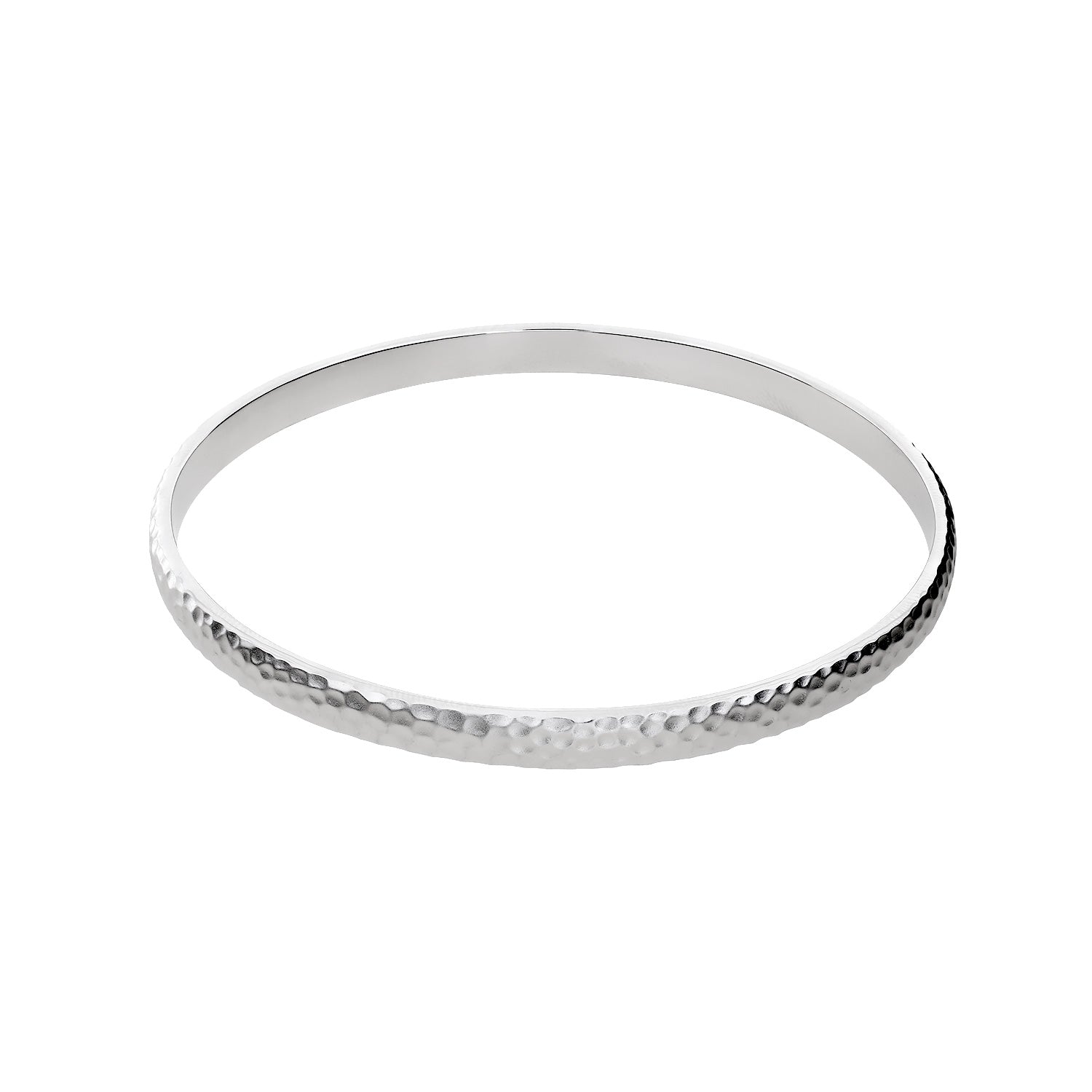 Sterling Silver Satin Hammered Elements Bangle