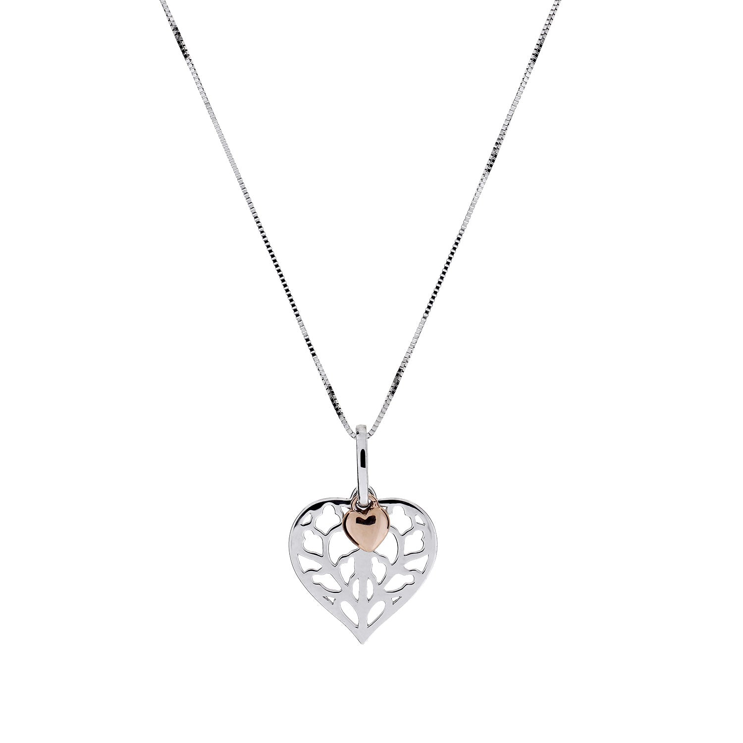 9 Carat White & Rose Gold Heart of Yorkshire Double Pendant