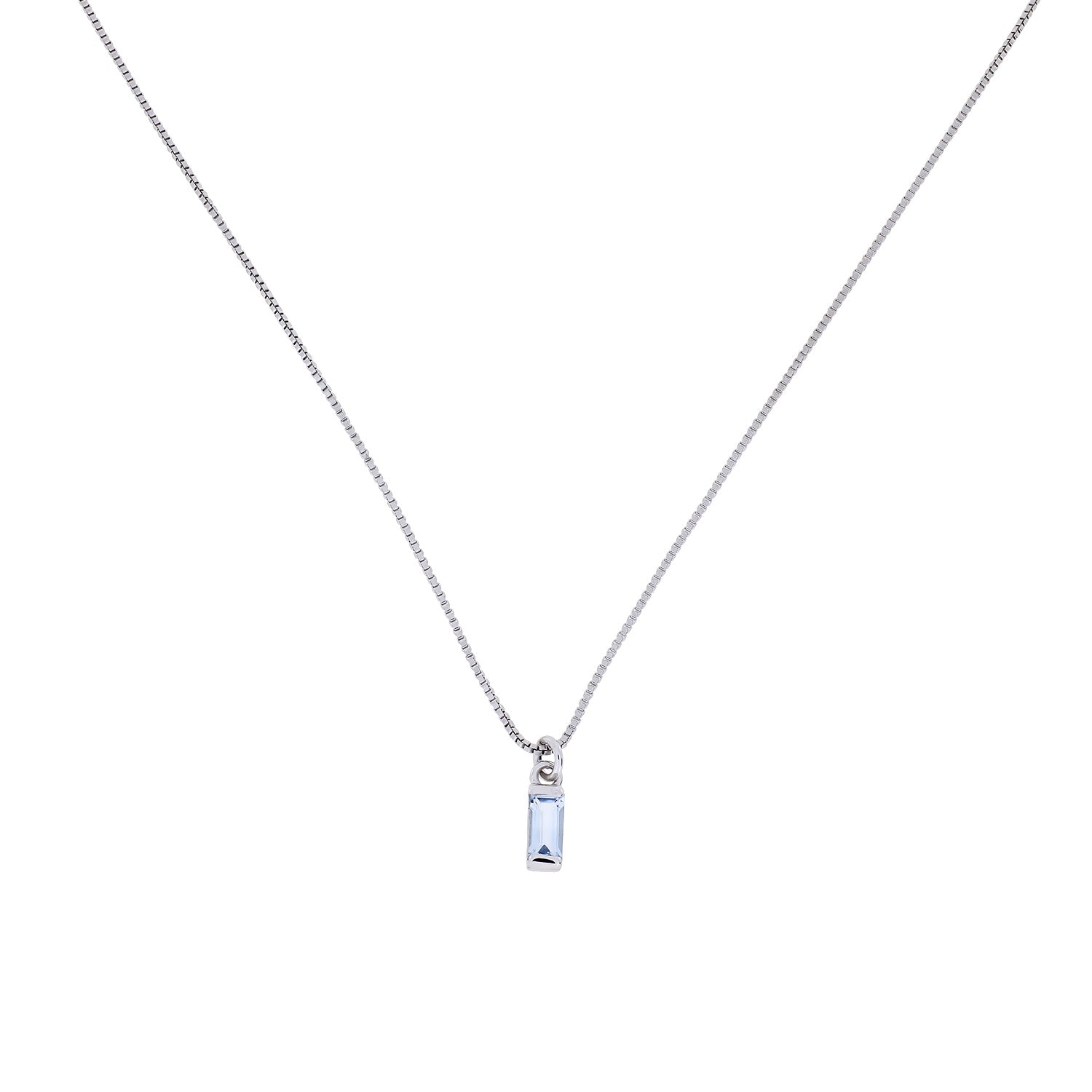 Sterling Silver Blue Topaz Baguette Pendant