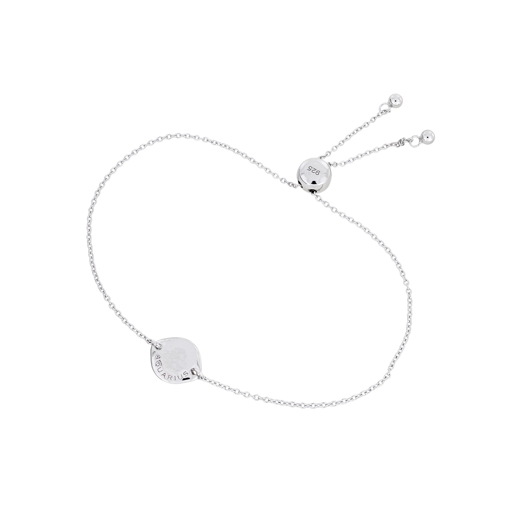 Silver Aquarius Zodiac Adjustable Bracelet