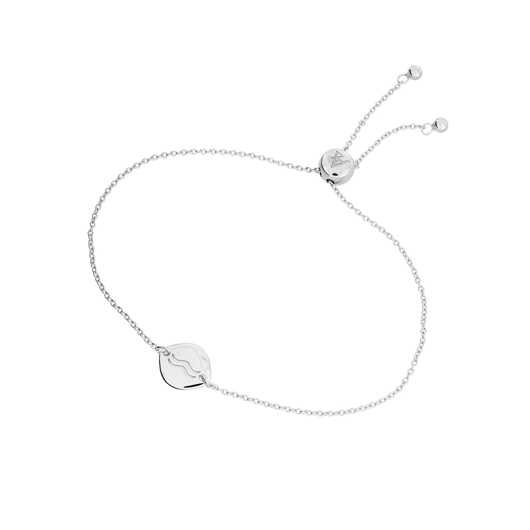 Silver Aquarius Zodiac Adjustable Bracelet