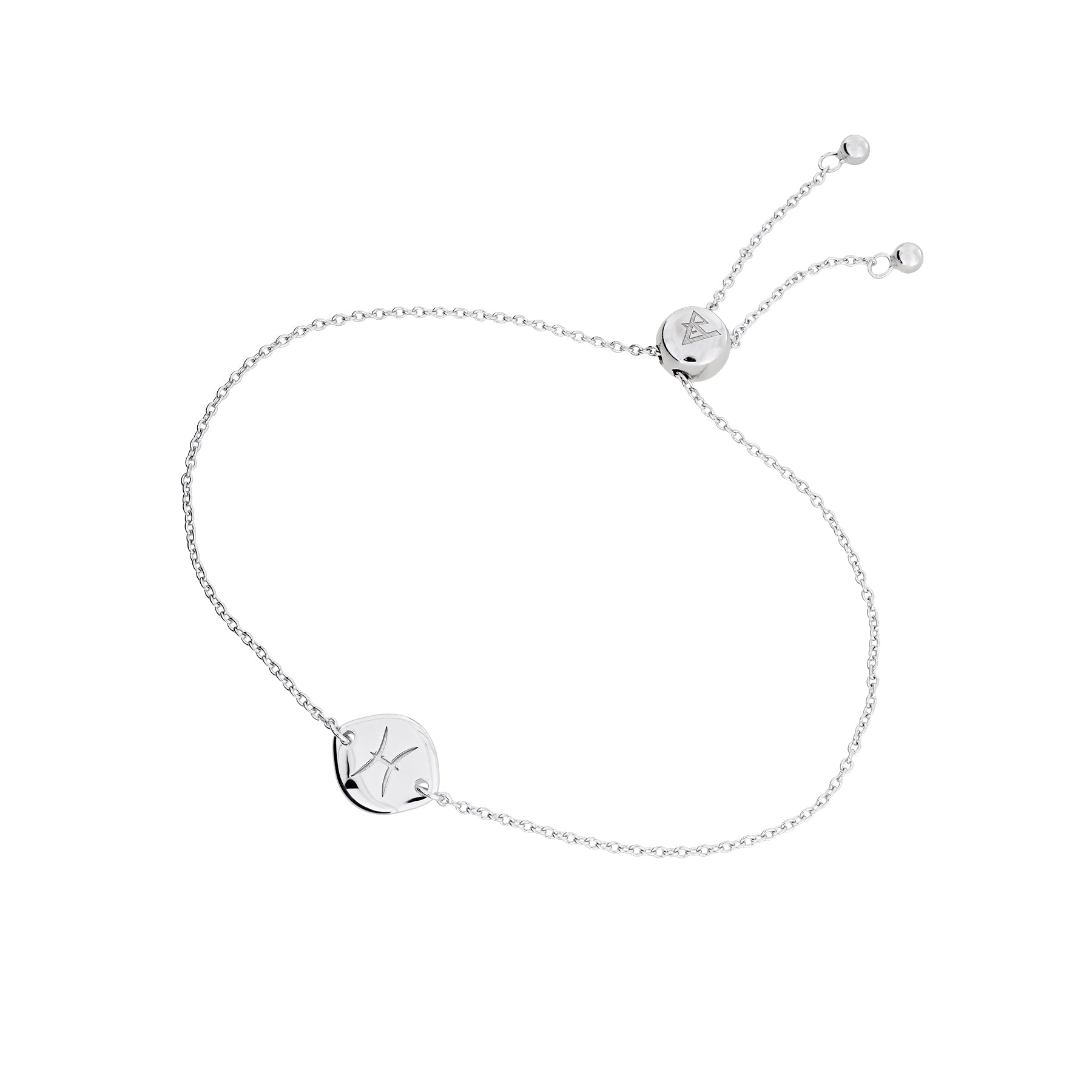 Silver Pisces Zodiac Adjustable Bracelet