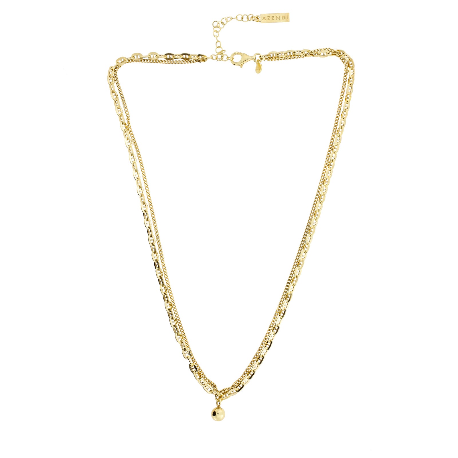 Gold Vermeil Double Strand Chain & Bead Necklace