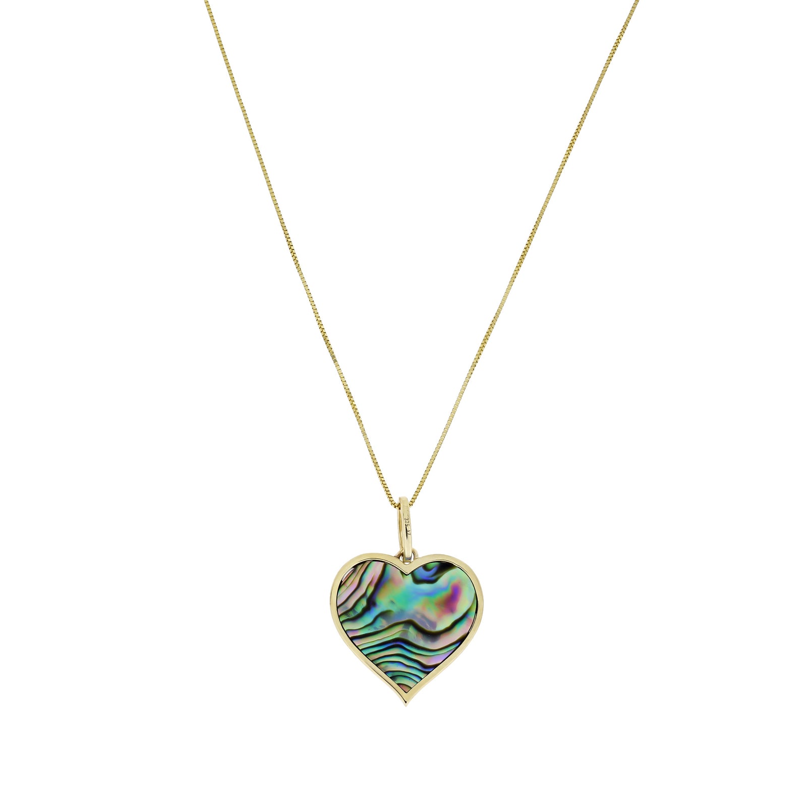 9 Carat Yellow Gold Heart of Yorkshire Abalone Pendant