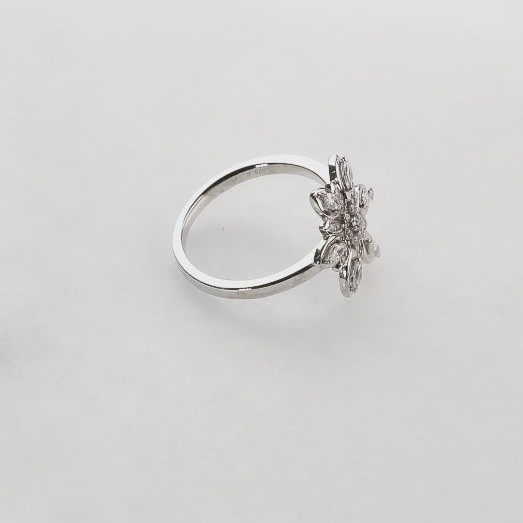Silver Marquise Snowflake Ring