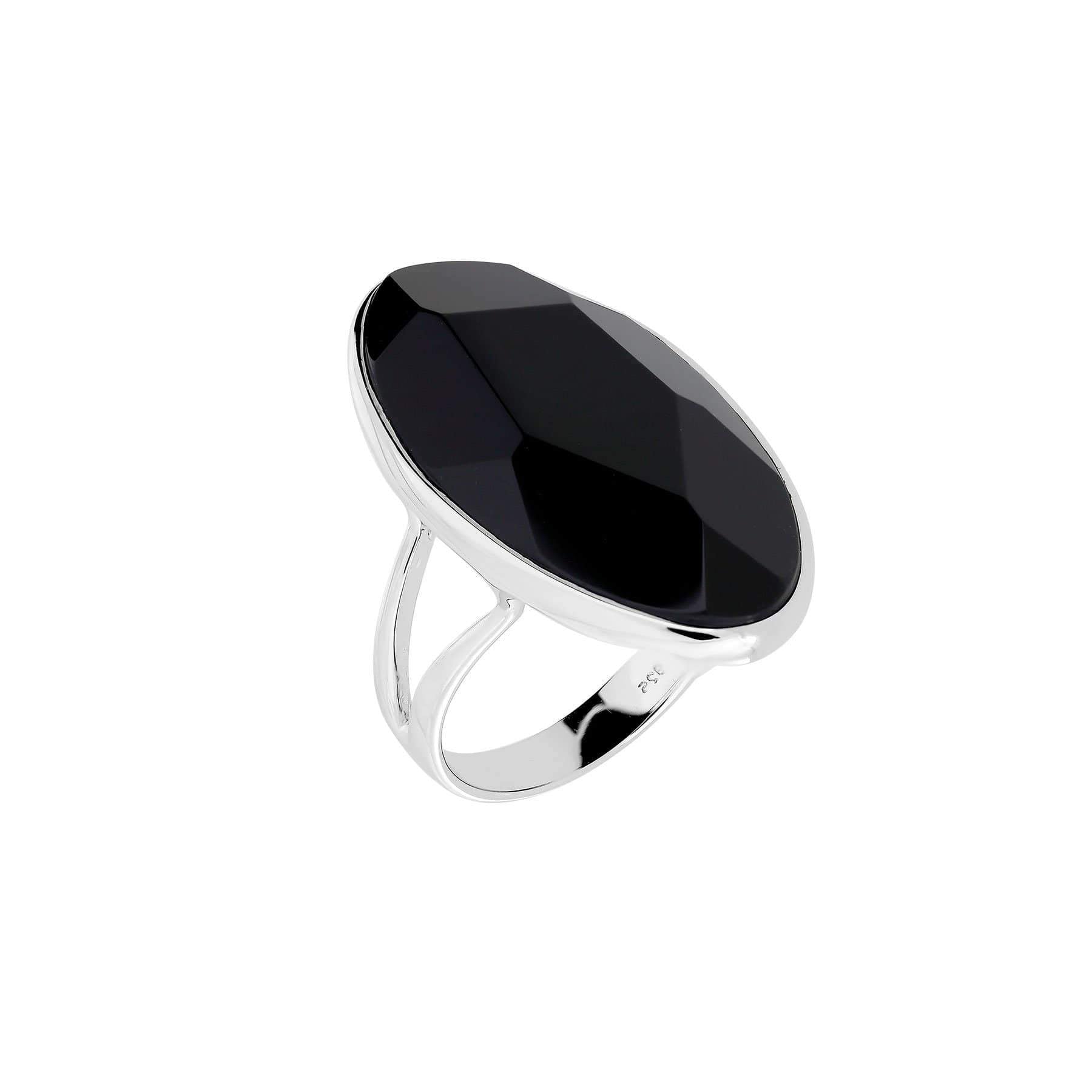 Black Agate & Sterling Silver Ring