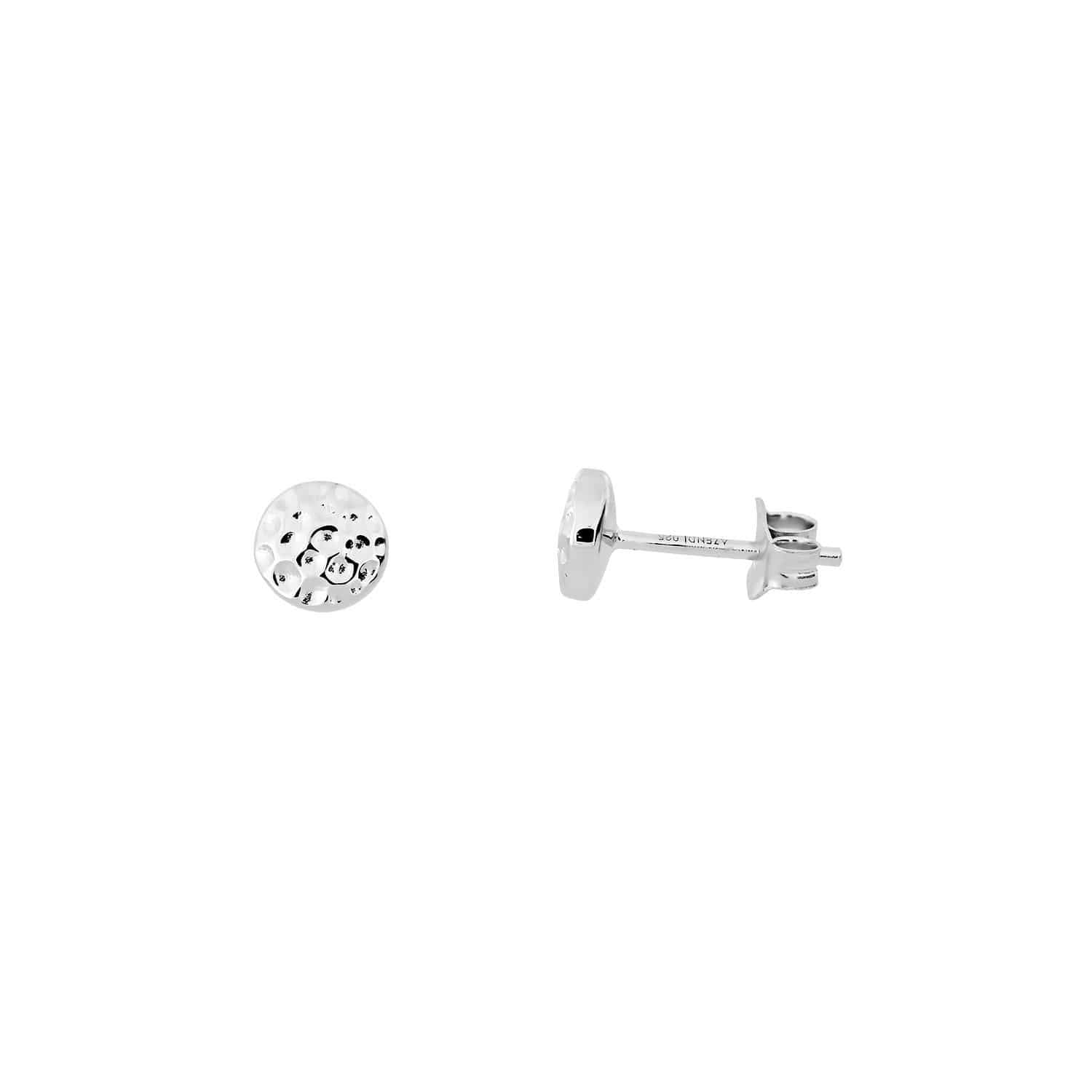 6mm / Silver Planished Double Curved Button Stud Earrings
