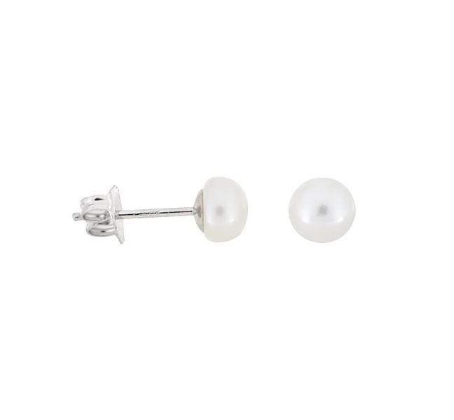 White Pearl Sterling Silver Stud Earrings