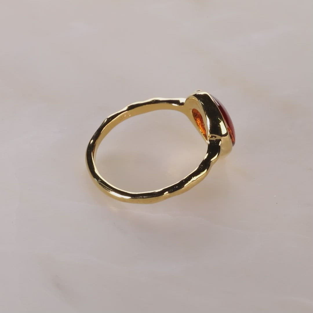 Northern Lights Baltic Amber Ring in Yellow Gold Vermeil