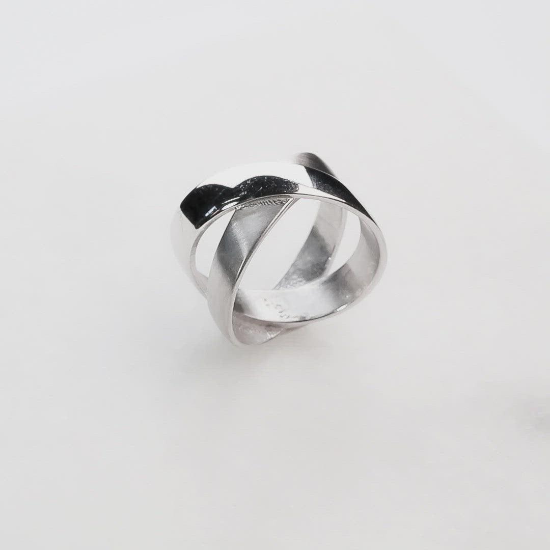 Silver Crossover Ring