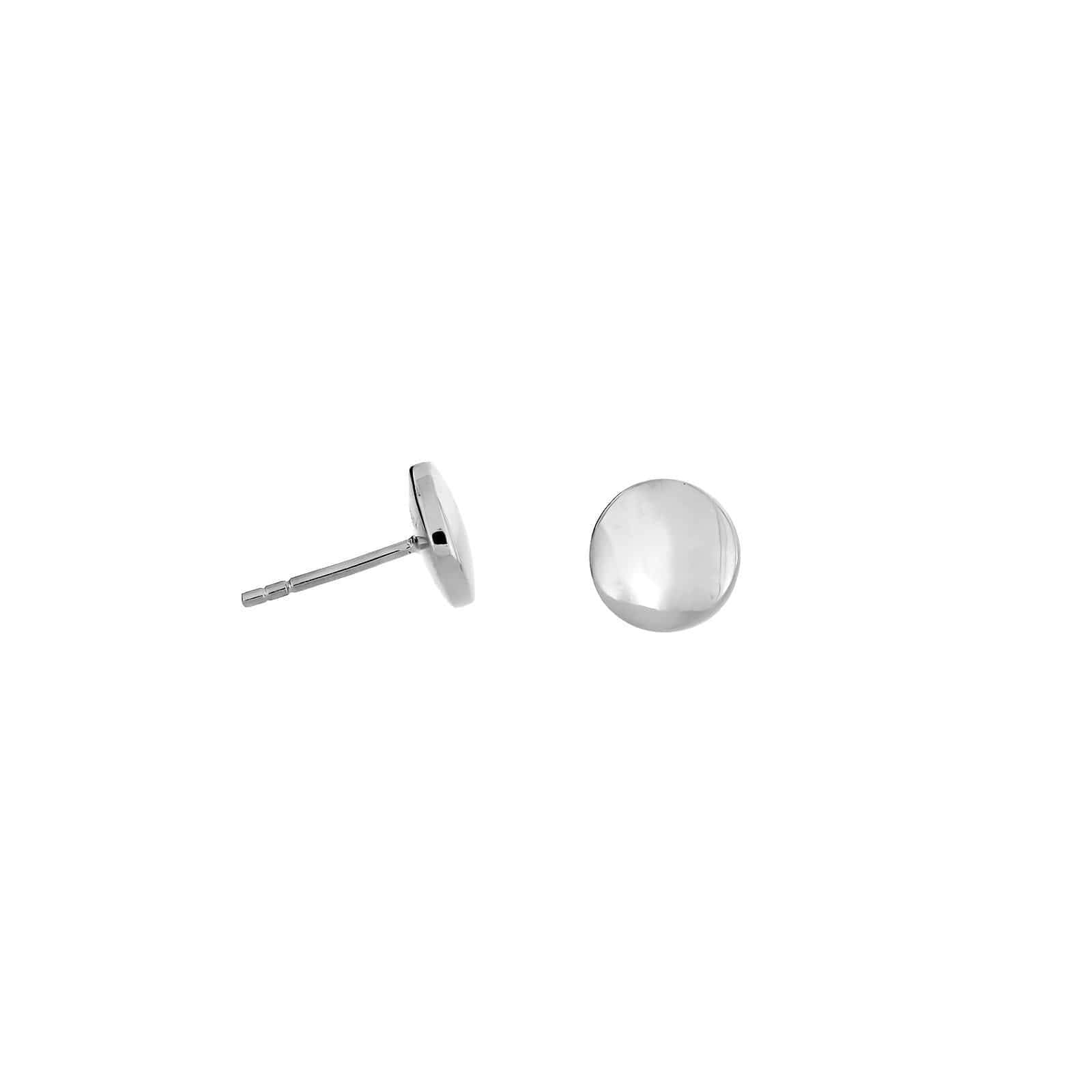 Double Curved Button Stud Earrings - Sterling Silver