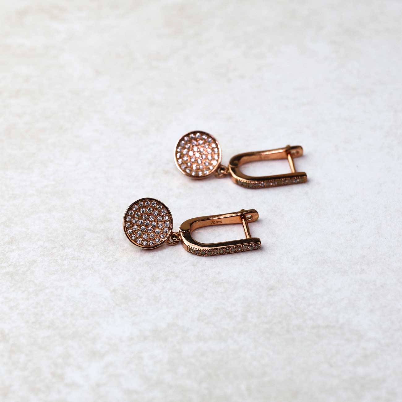 Domed Pavé Earring with Hinged Drop (Small)