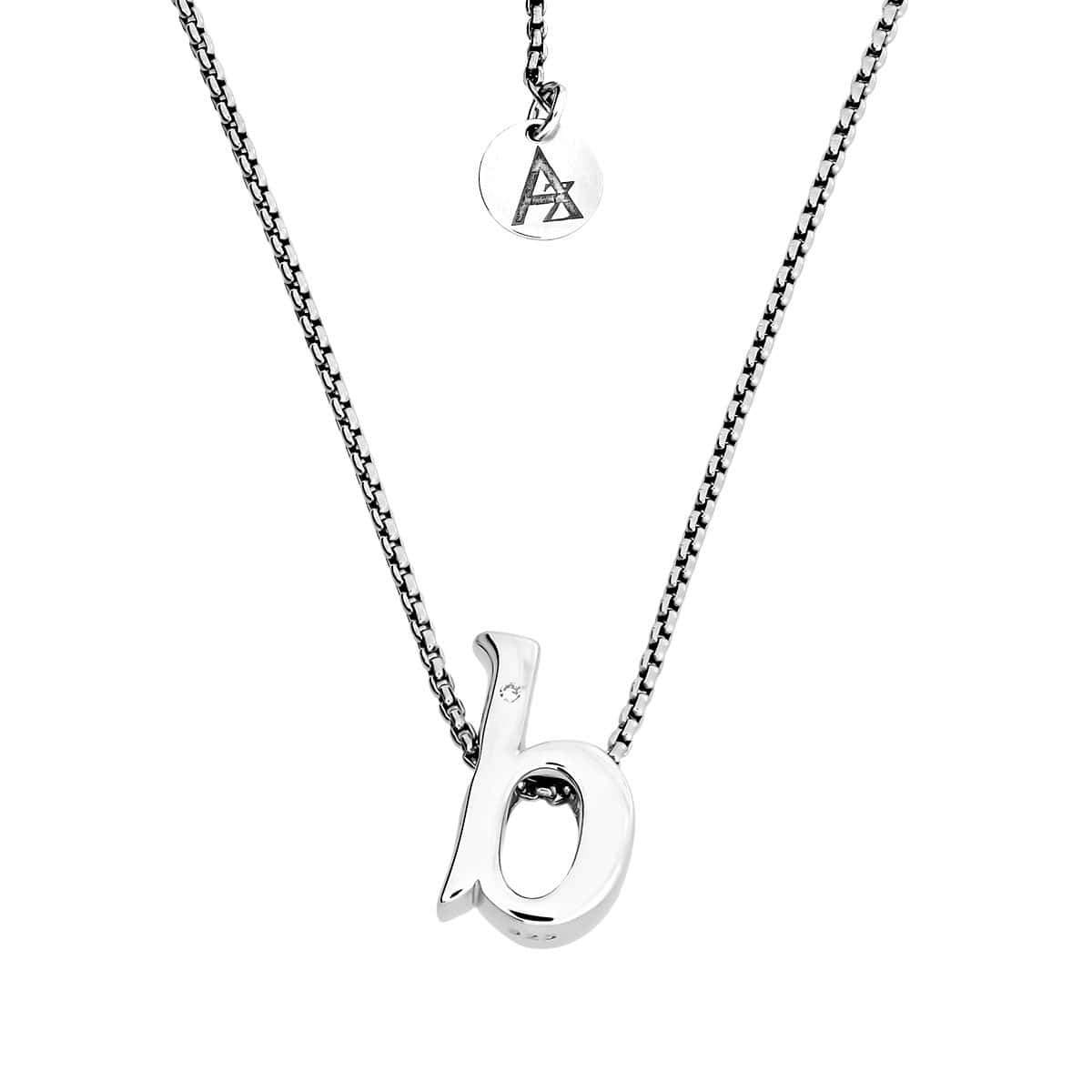 Letter B Silver Diamond Pendant