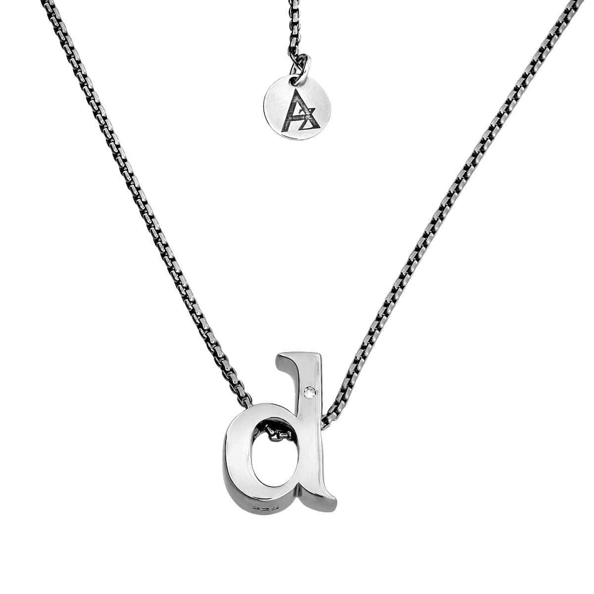 Letter D Silver Diamond Pendant
