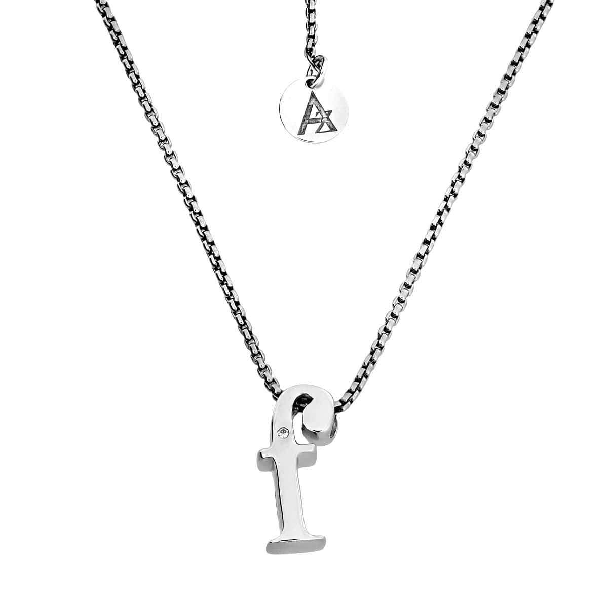 Letter F Silver Diamond Pendant