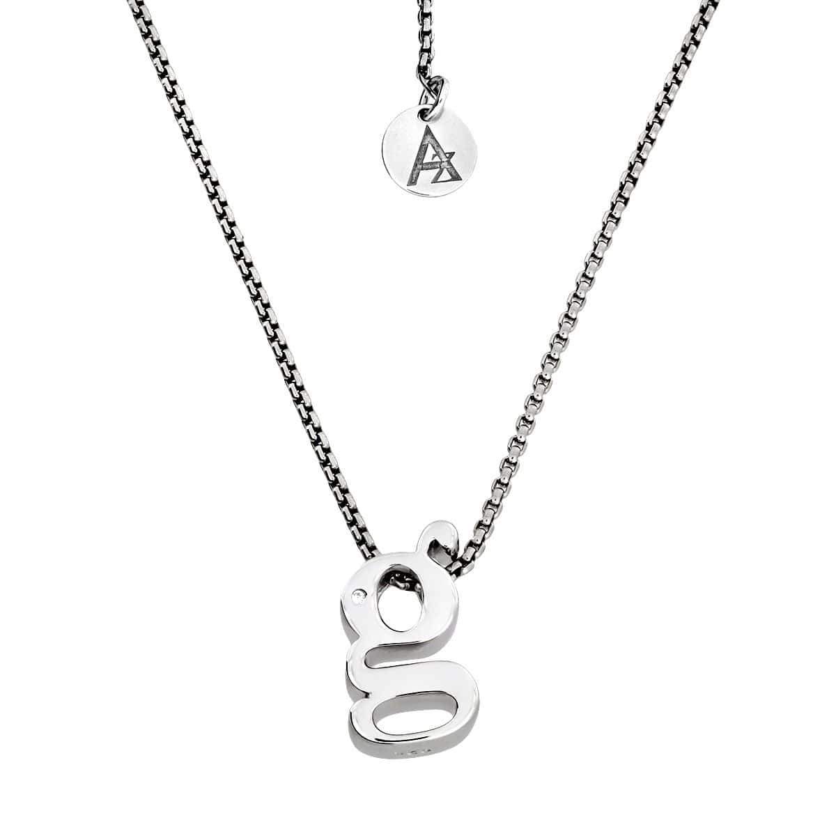Letter G Silver Diamond Pendant