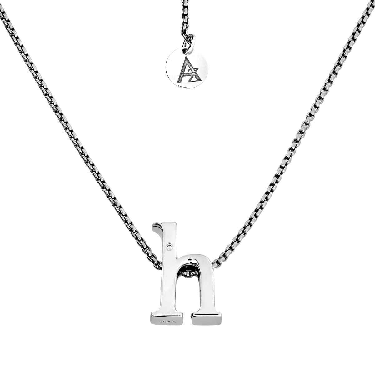 Letter H Silver Diamond Pendant
