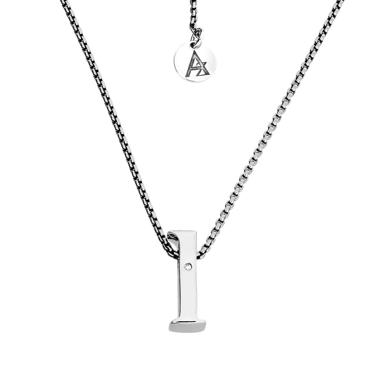 Letter L Silver Diamond Pendant