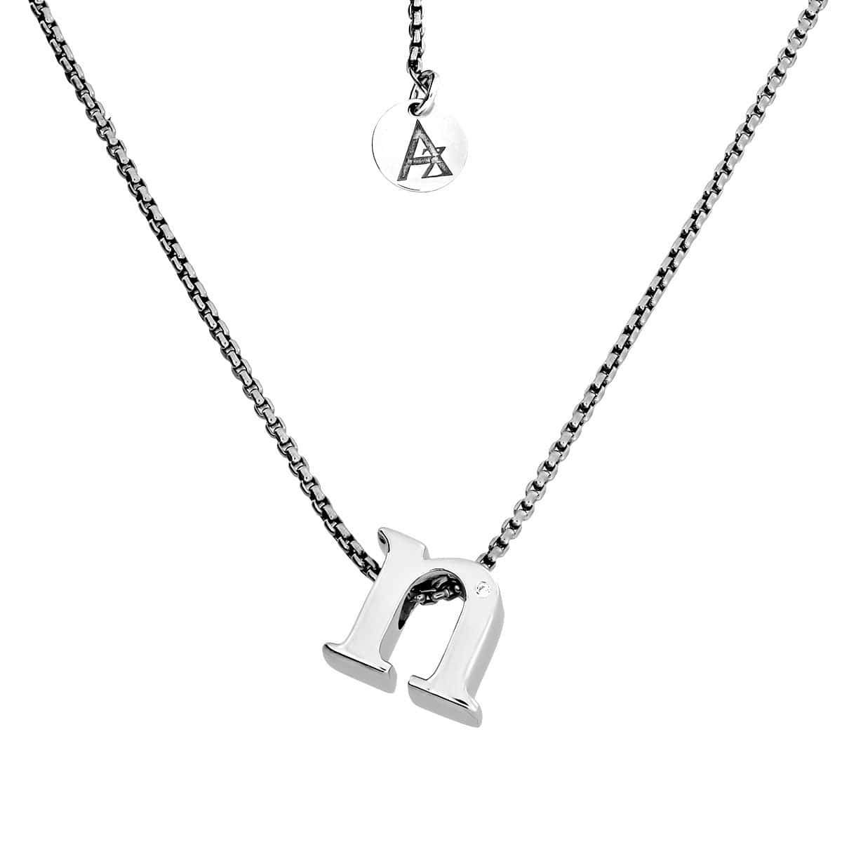 Letter N Silver Diamond Pendant