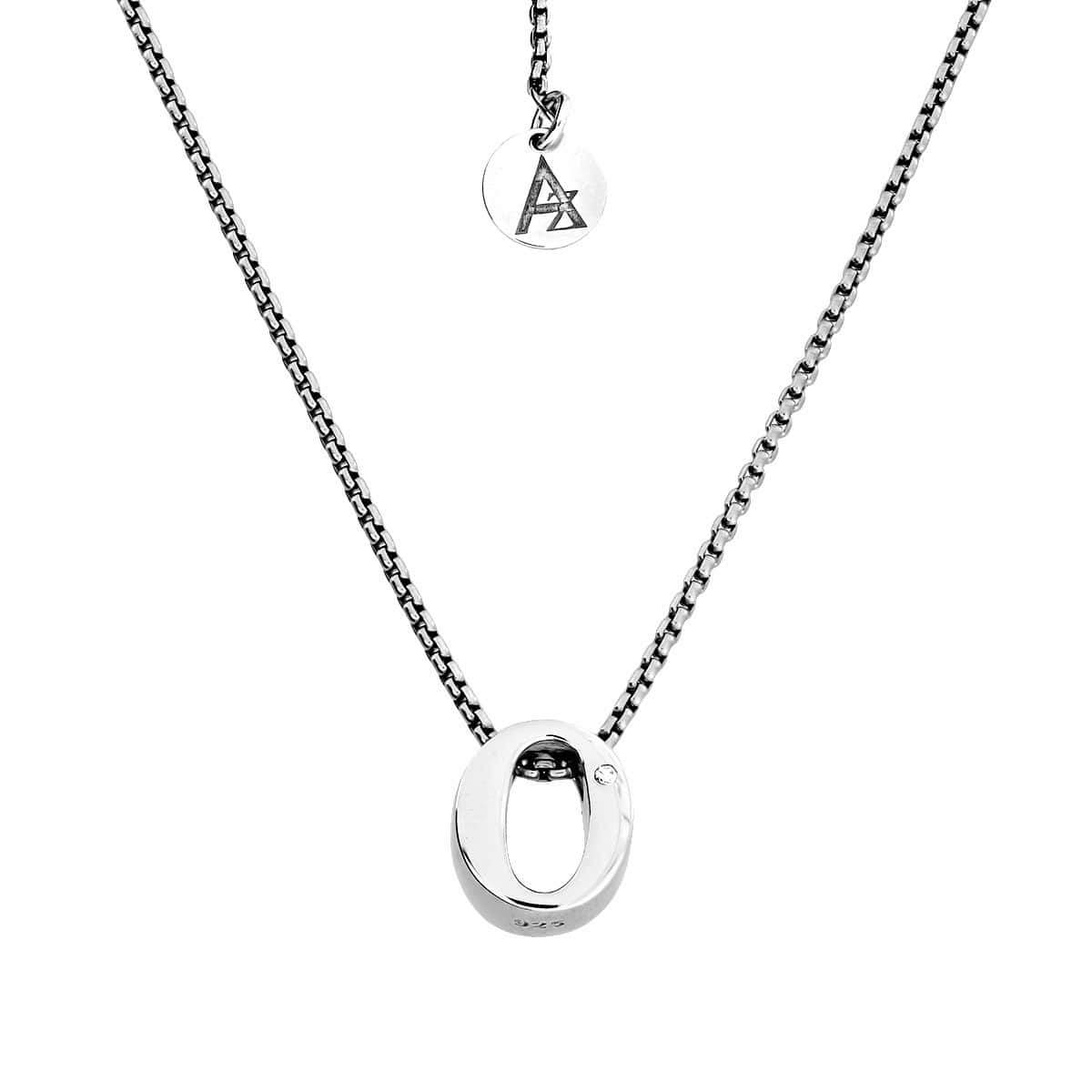 Letter O Silver Diamond Pendant