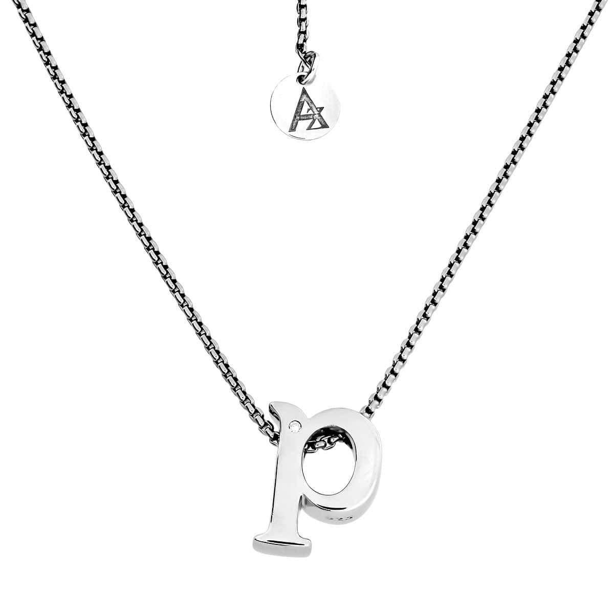 Letter P Silver Diamond Pendant