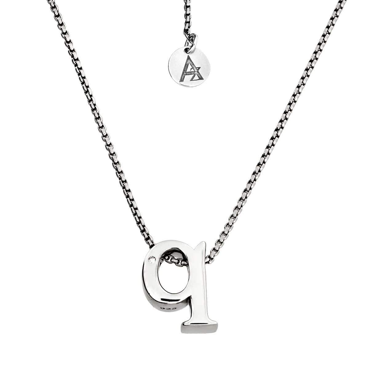 Letter Q Silver Diamond Pendant