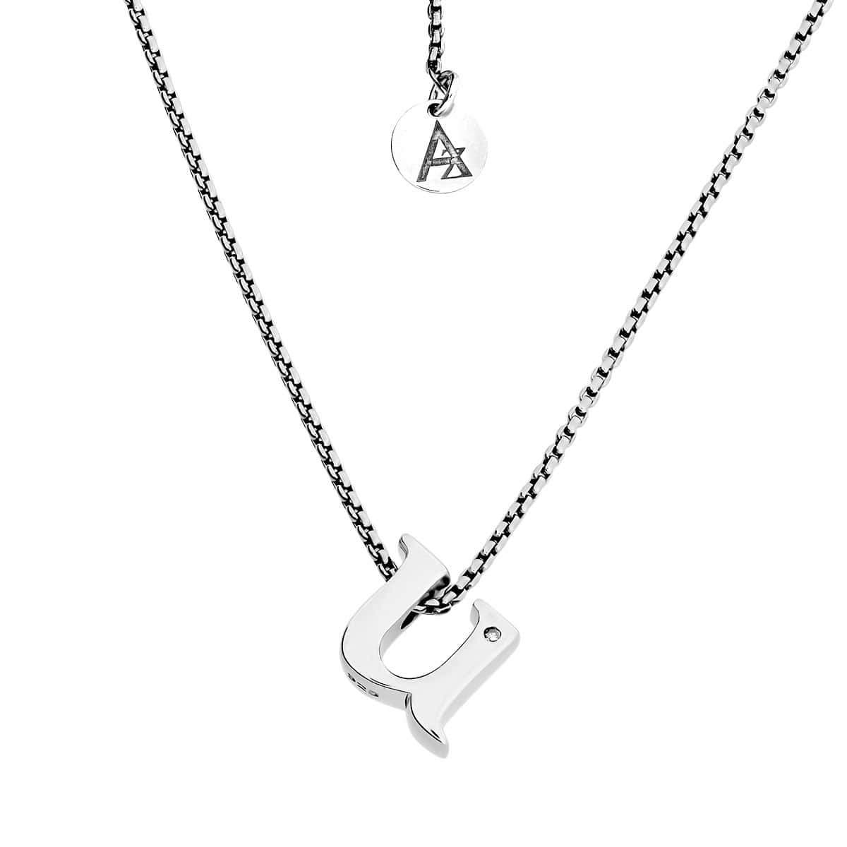 Letter U Silver Diamond Pendant