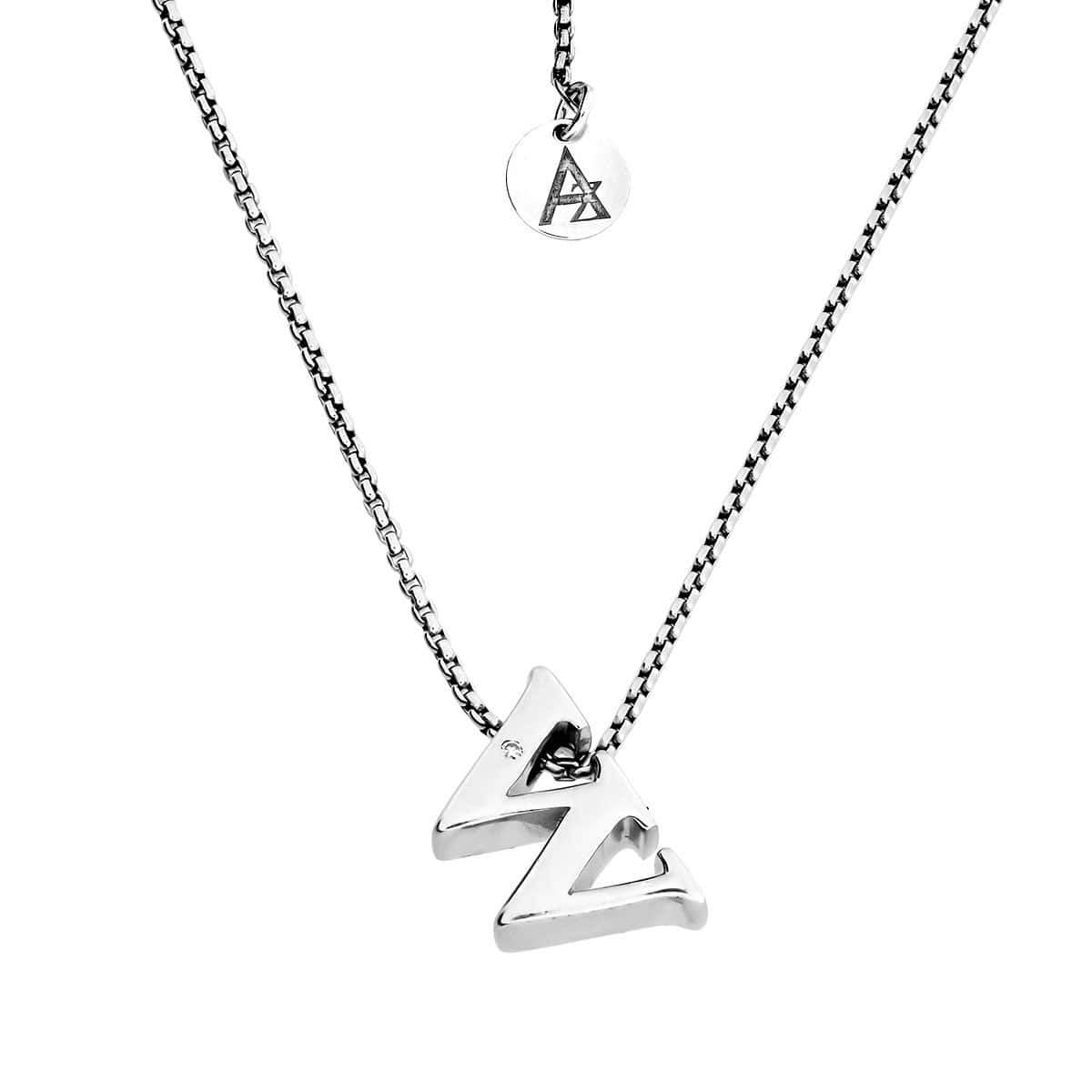 Letter W Silver Diamond Pendant