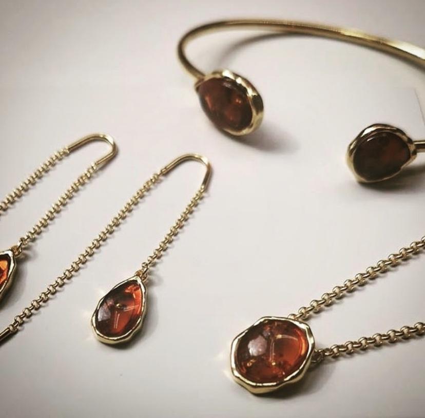 Northern Lights Baltic Amber Cuff in Yellow Gold Vermeil