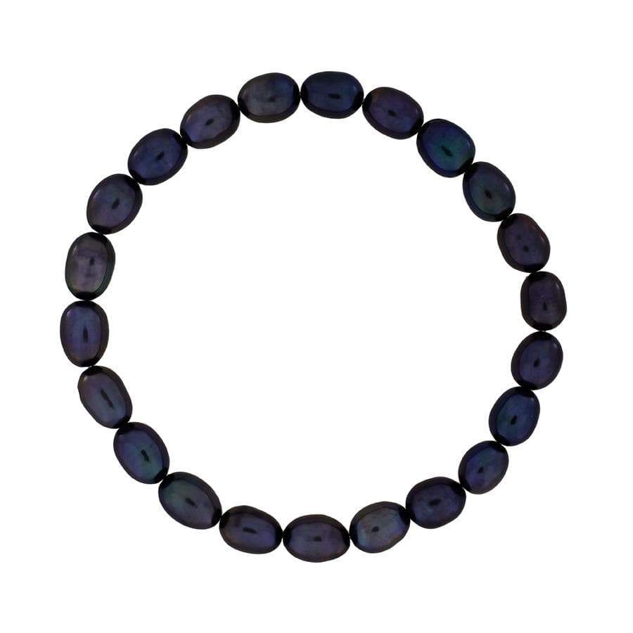 Stretch bracelet featuring deep blue freshwater pearls with an adjustable length, highlighting a sleek and elegant design in contemporary sterling silver jewellery by Azendi.