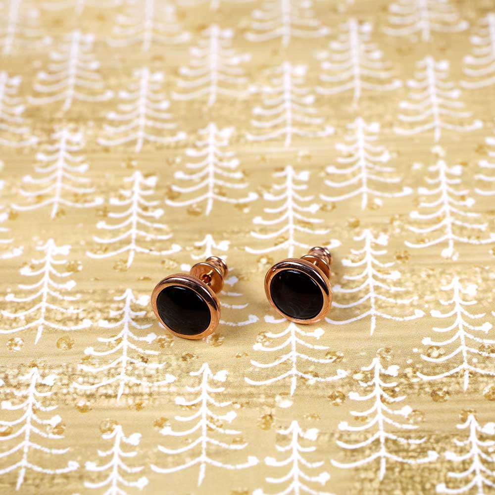 Rose & Amber Large Button Studs; 8mm