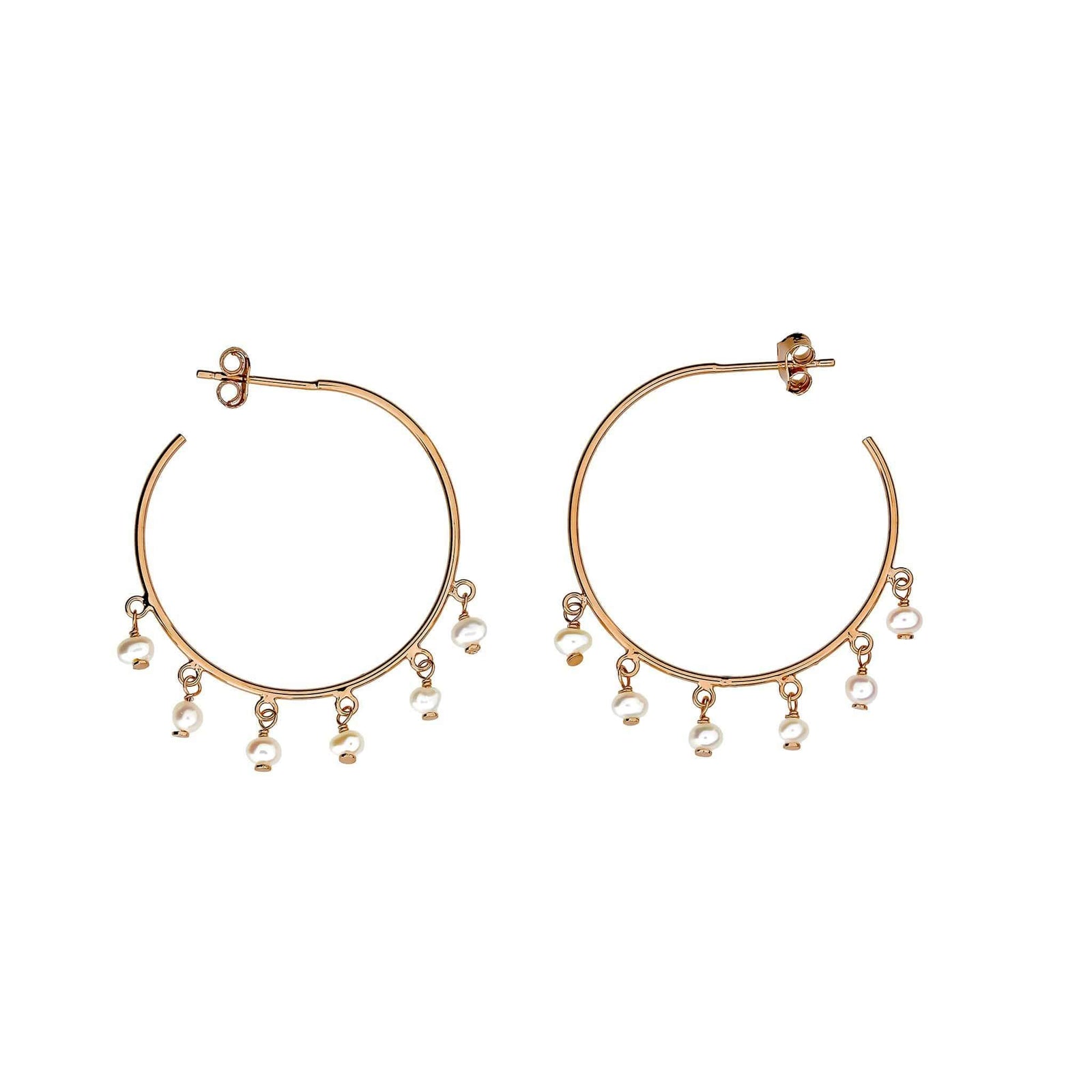 Tribeca Dangling Pearl Hoop Earrings