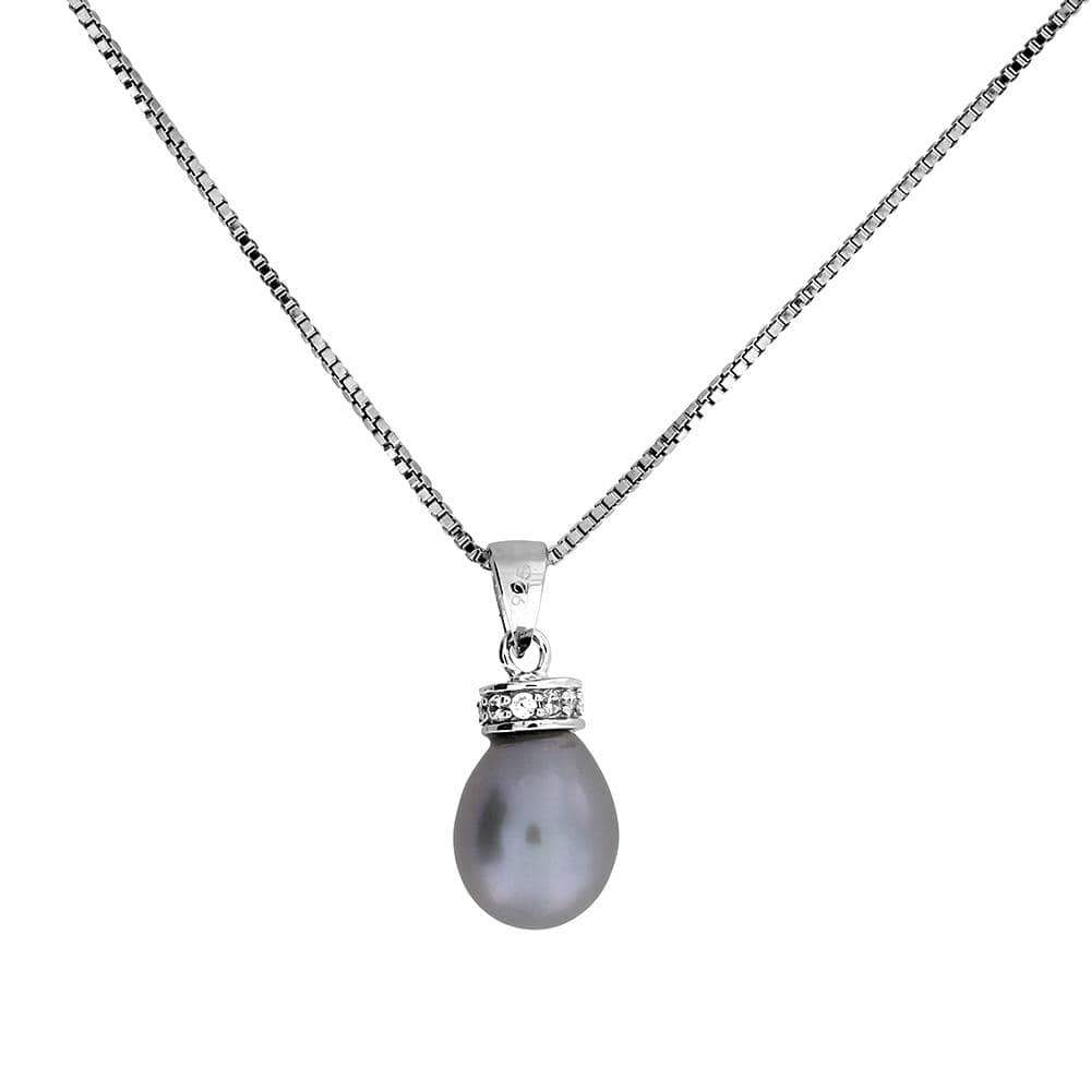 Freshwater Pearl Pendant with Pavé Halo