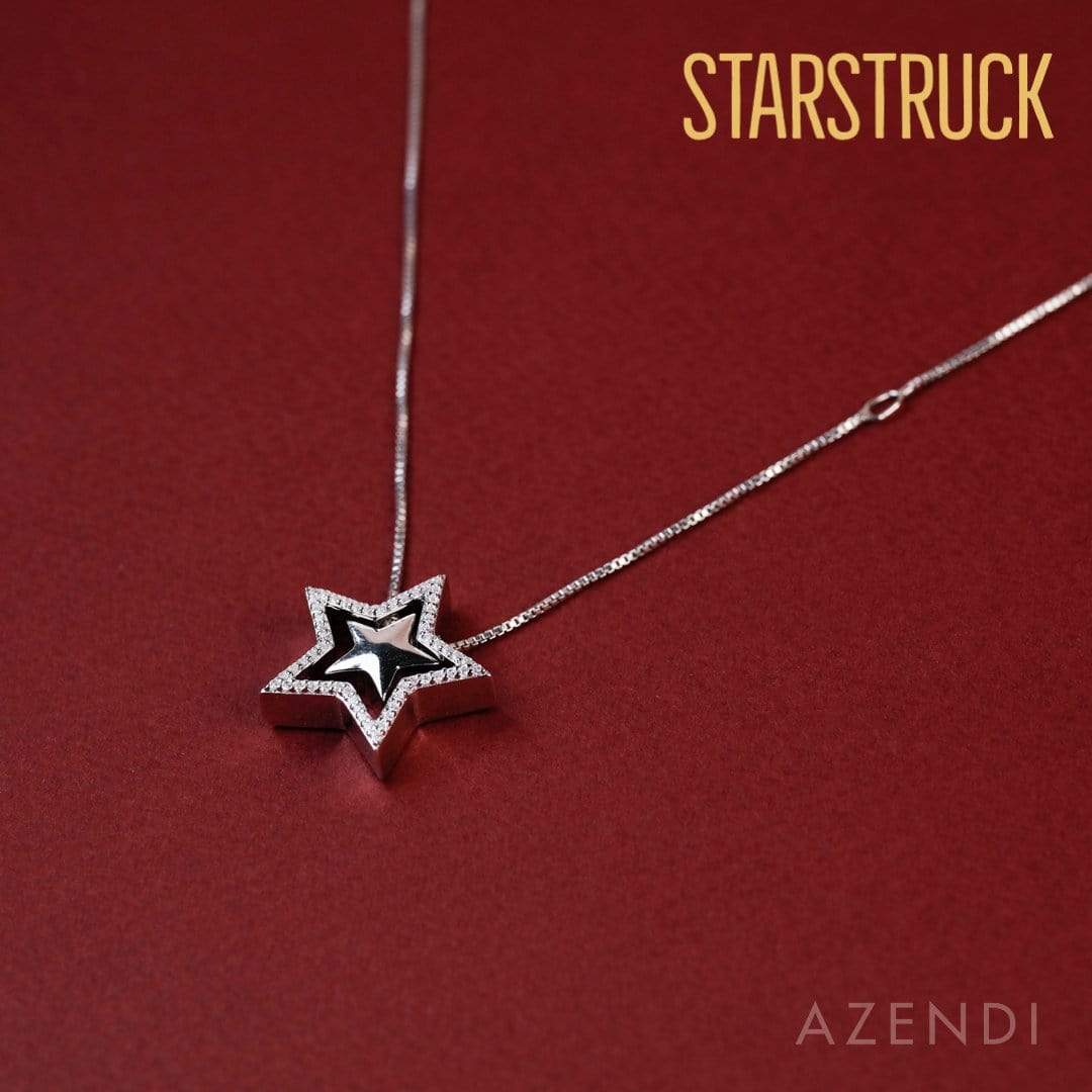Silver & Pavé Two-Part Star Pendant