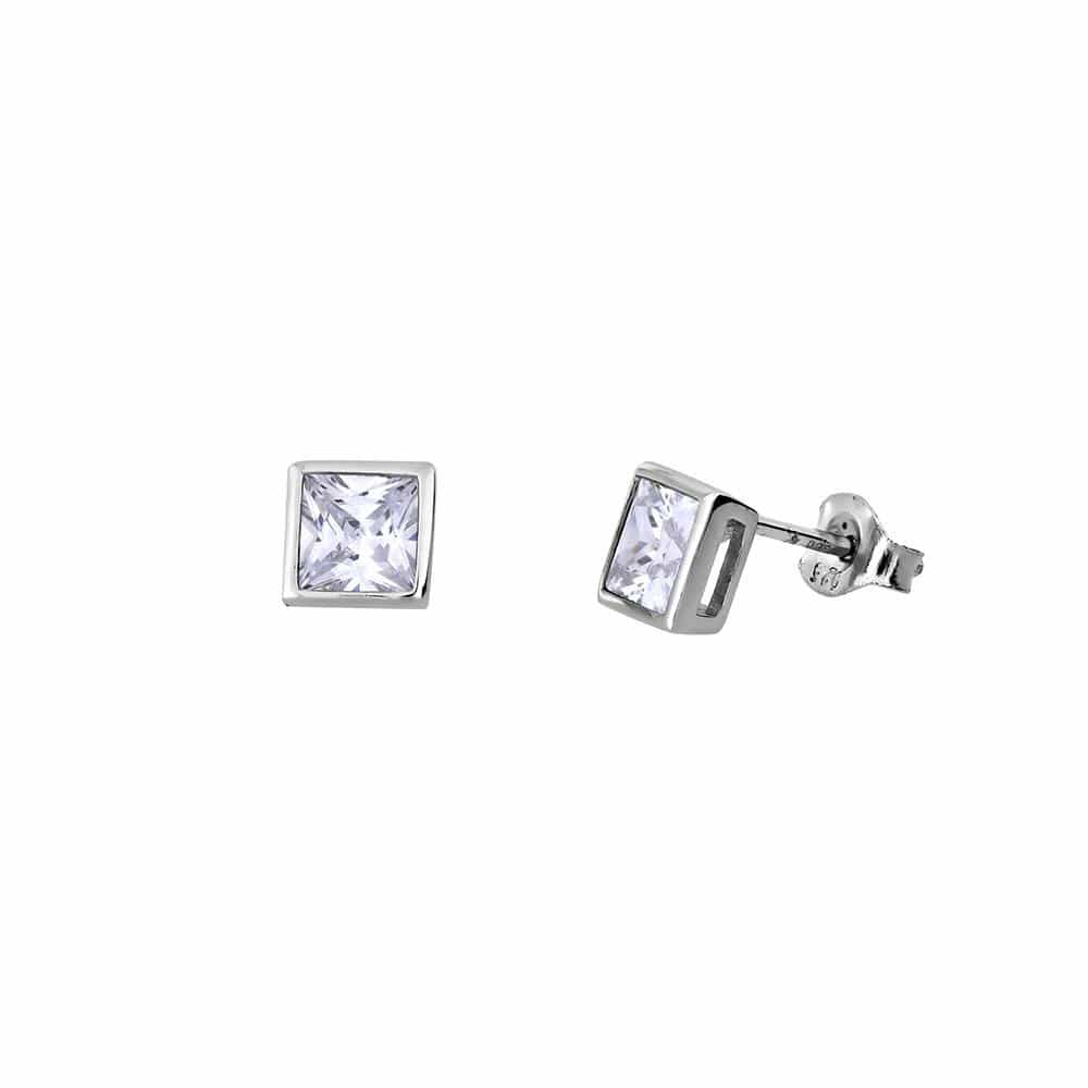 Square Princess Cut CZ Stud Earrings
