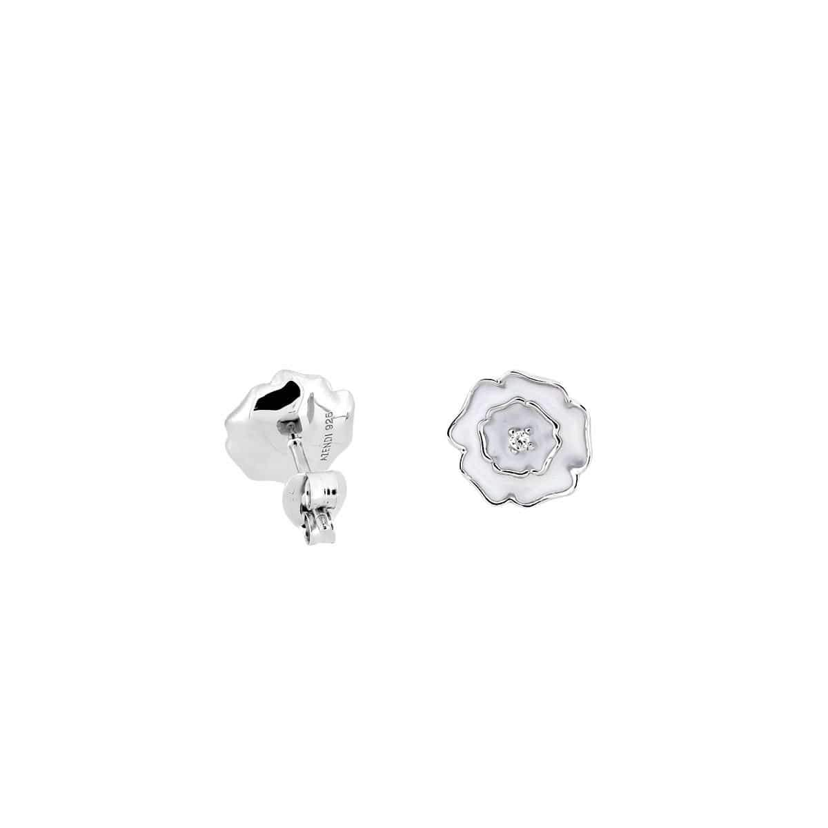 Sterling Silver Yorkshire Rose Earrings - Enamel