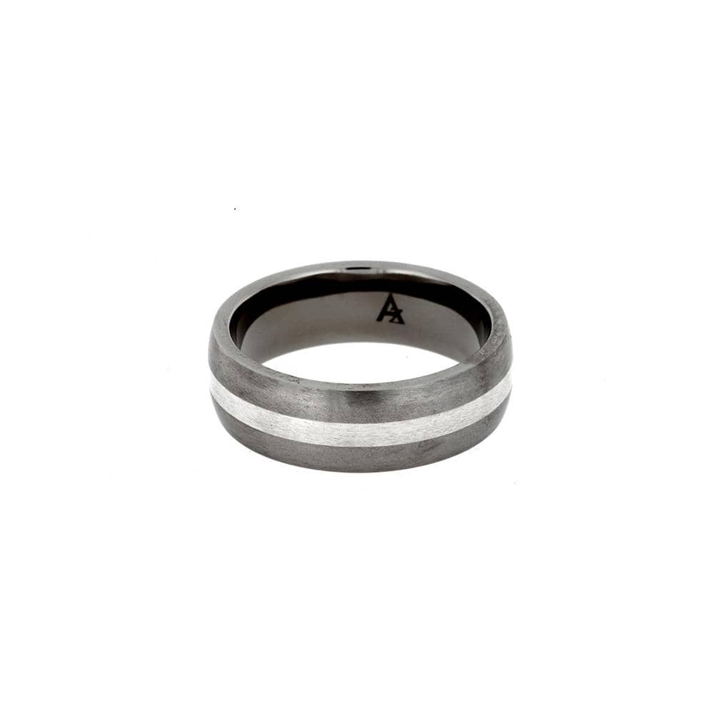 Titanium & Silver Stripe Court Ring