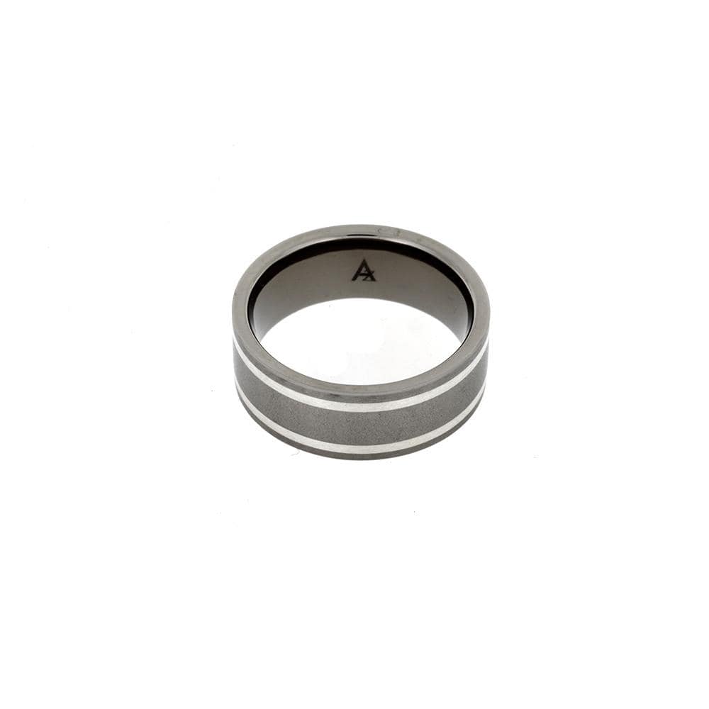 Titanium &amp; Silver Stripes Ring