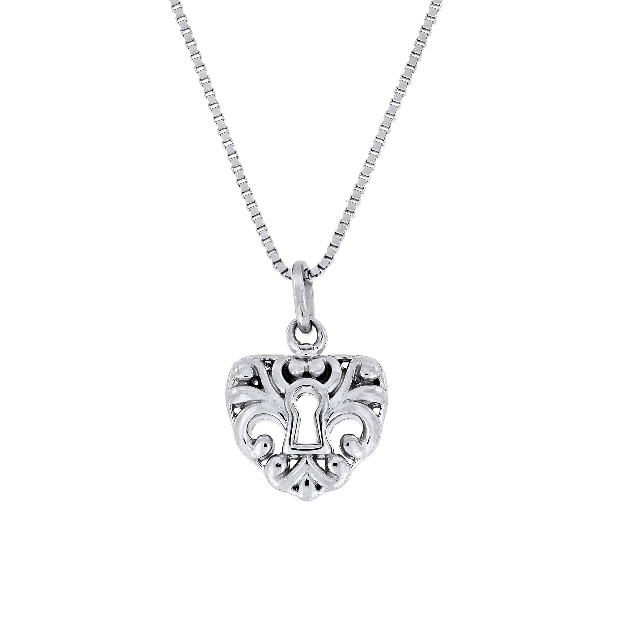 Silver Padlock Heart Pendant