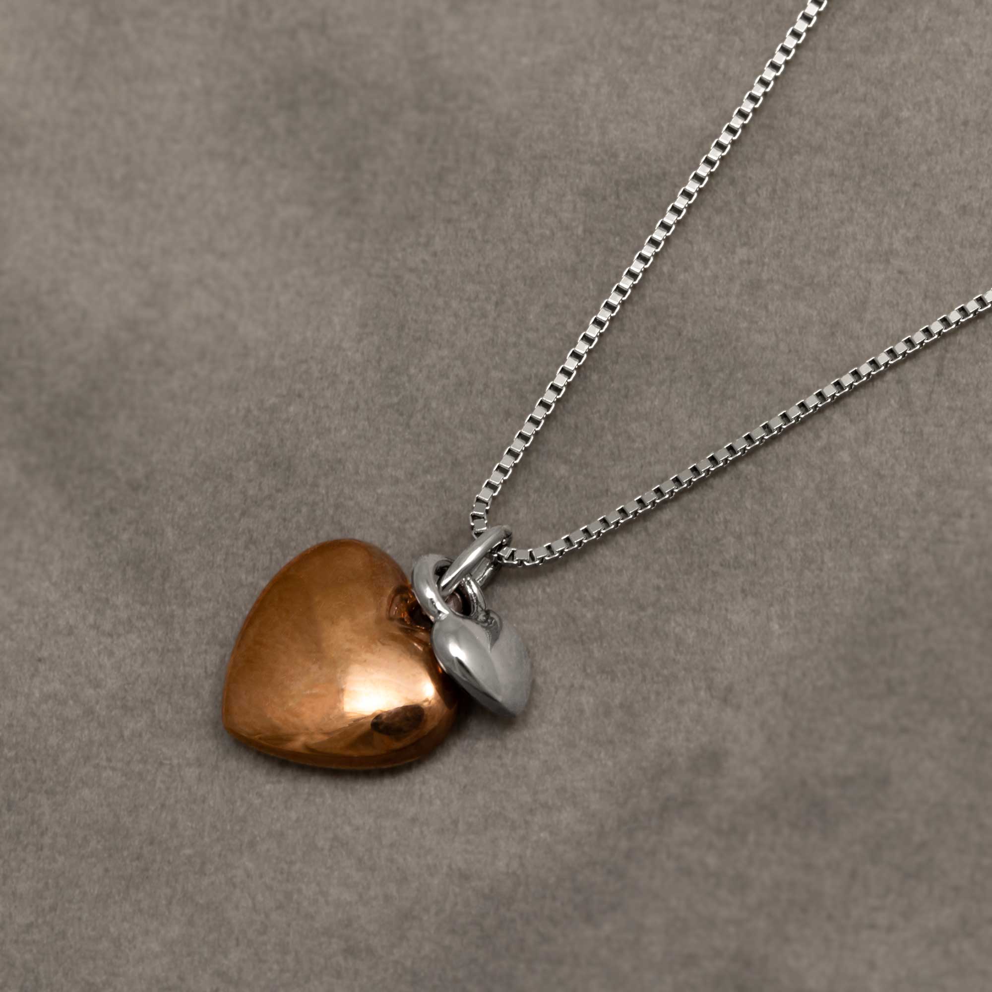 Silver & Rose Vermeil Double Heart Pendant