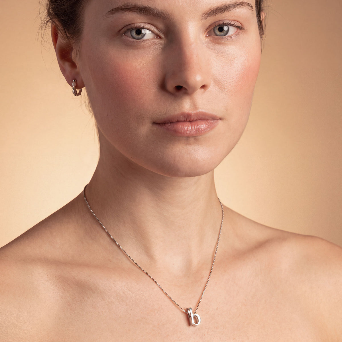 Letter B Silver Diamond Pendant