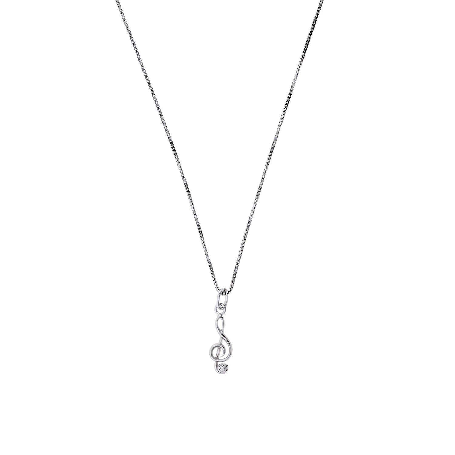 Silver Cubic Zirconia Treble Clef Pendant