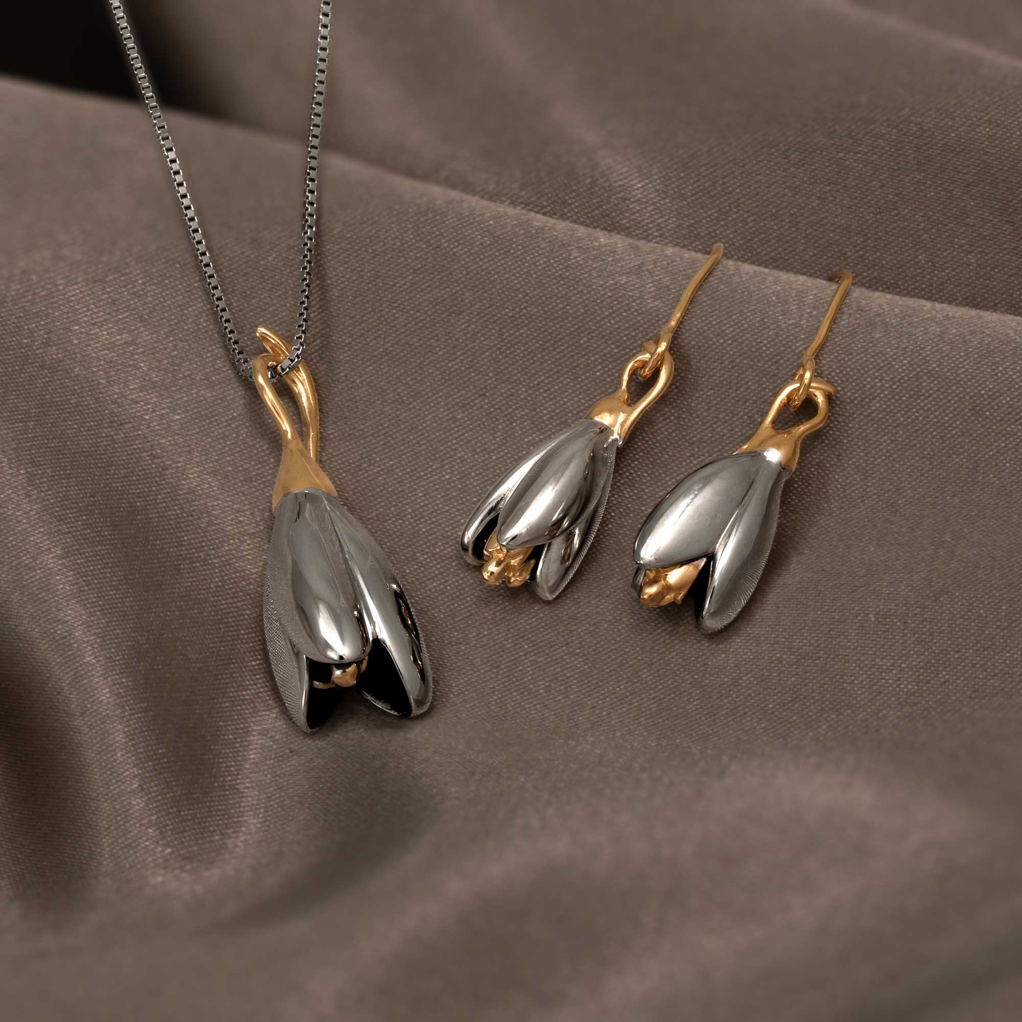 Snowdrop January Birthday Flower Pendant