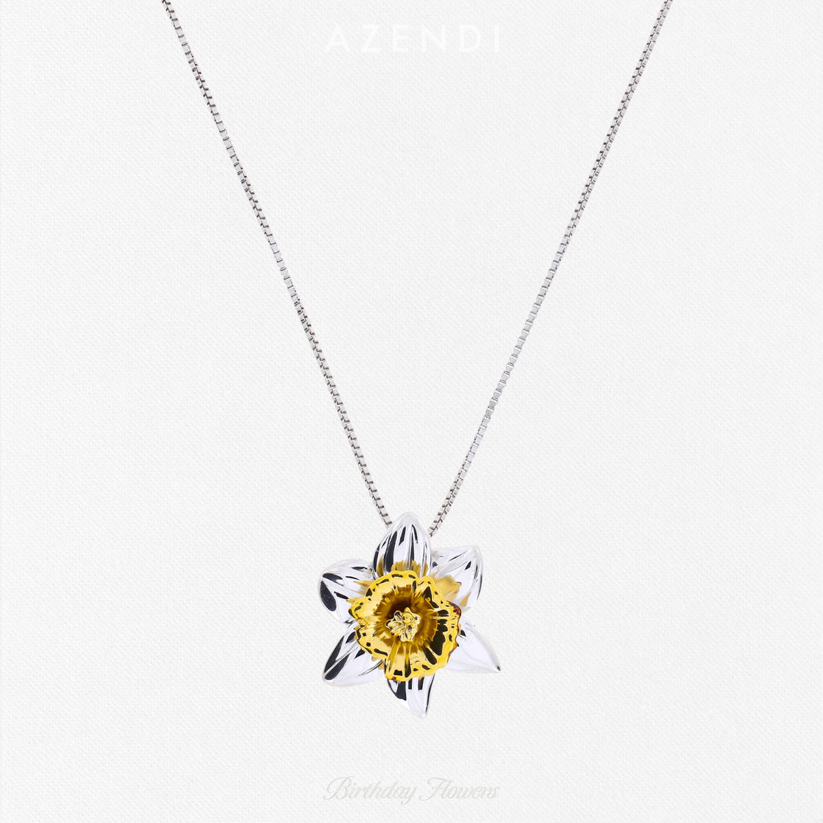 Daffodil March Birthday Flower Pendant
