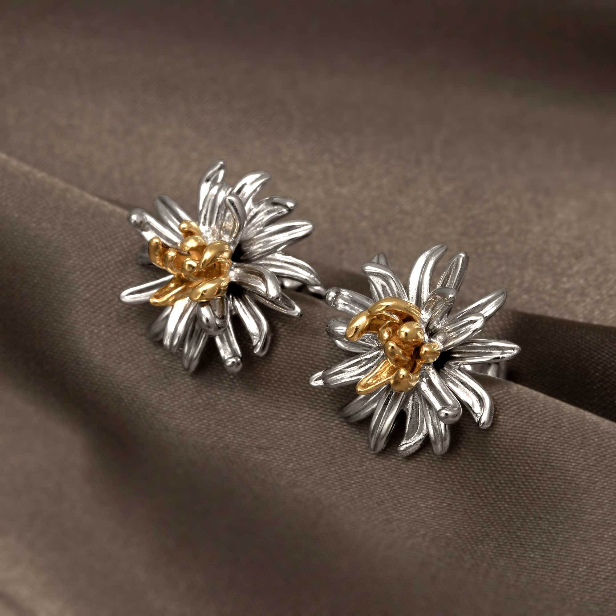 Chrysanthemum November Birthday Flower Earrings