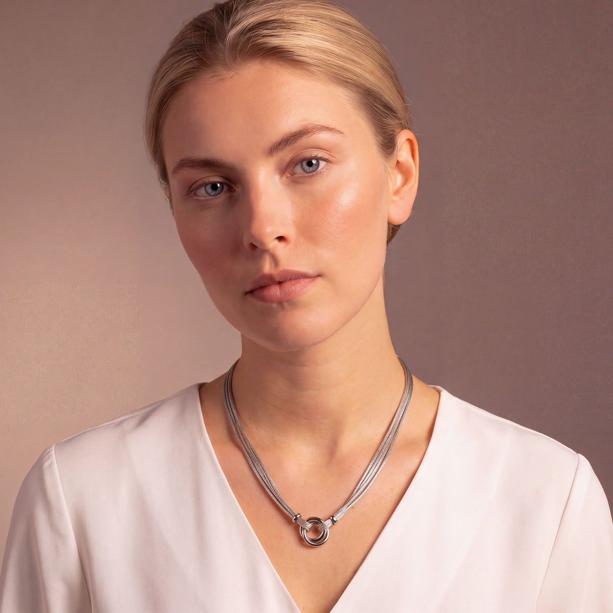 Silver Double Circle Necklace