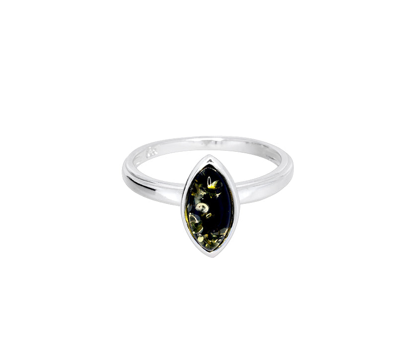 Marquise Amber & Silver Ring