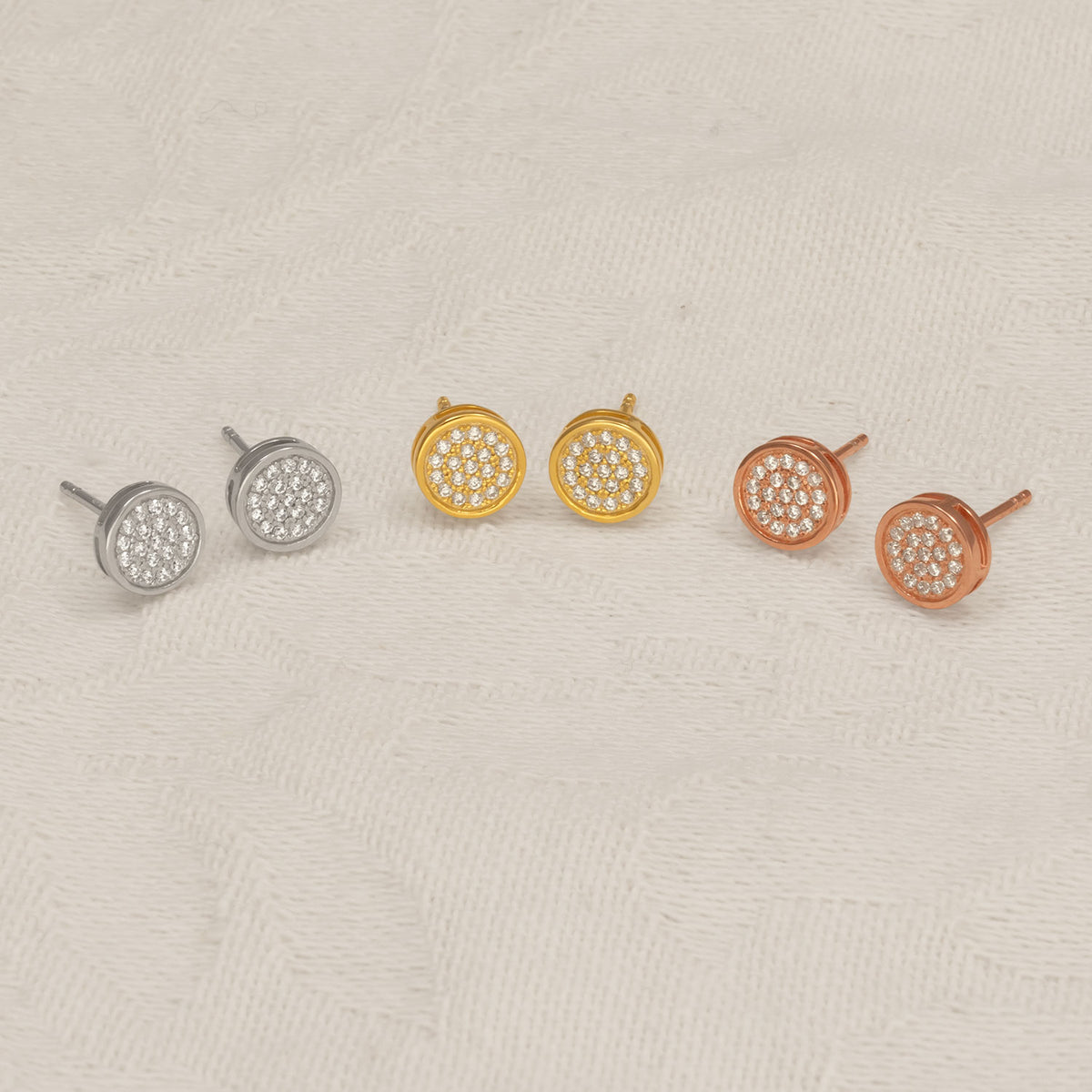 Pavé Disc Stud Earrings