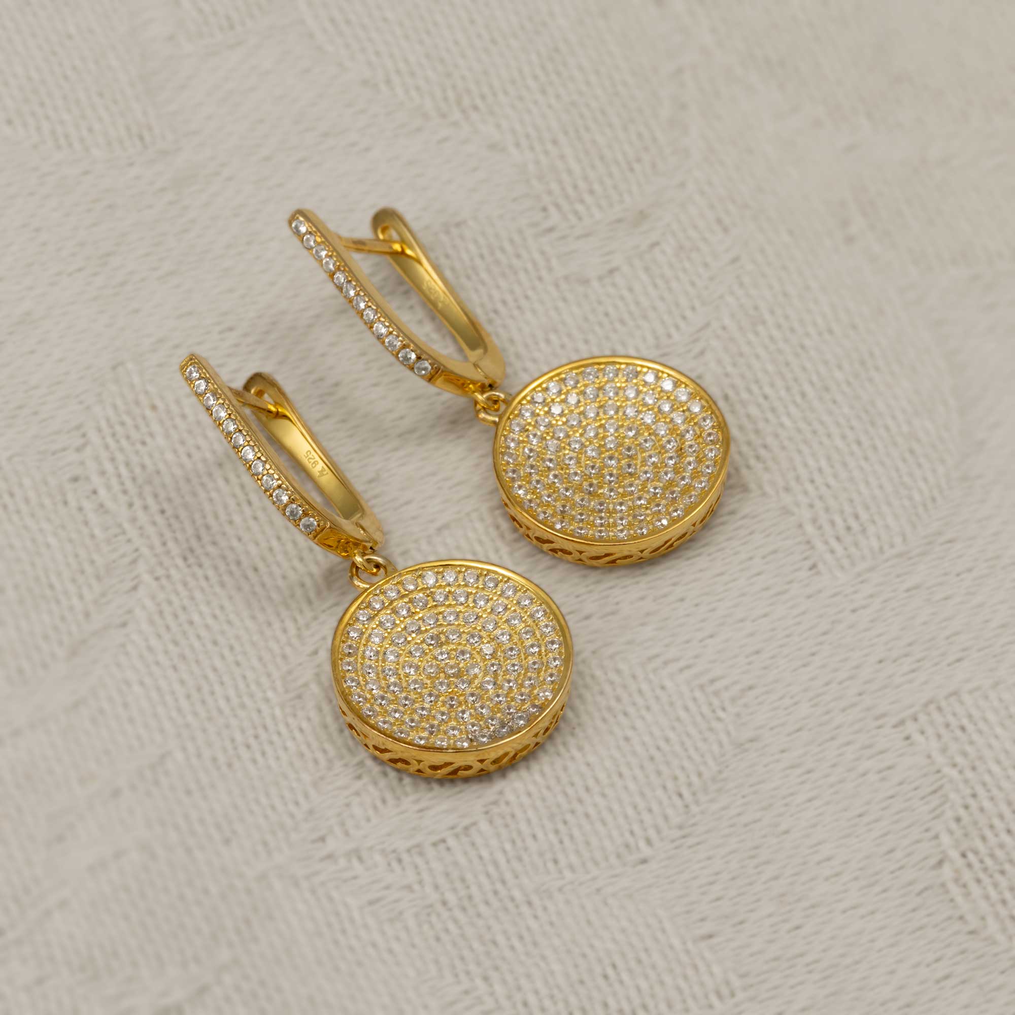 Domed Pavé Earring with Hinged Drop