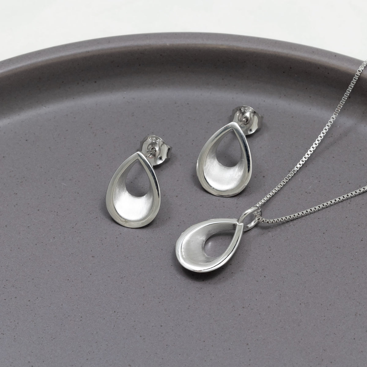 Silver Teardrop Studs